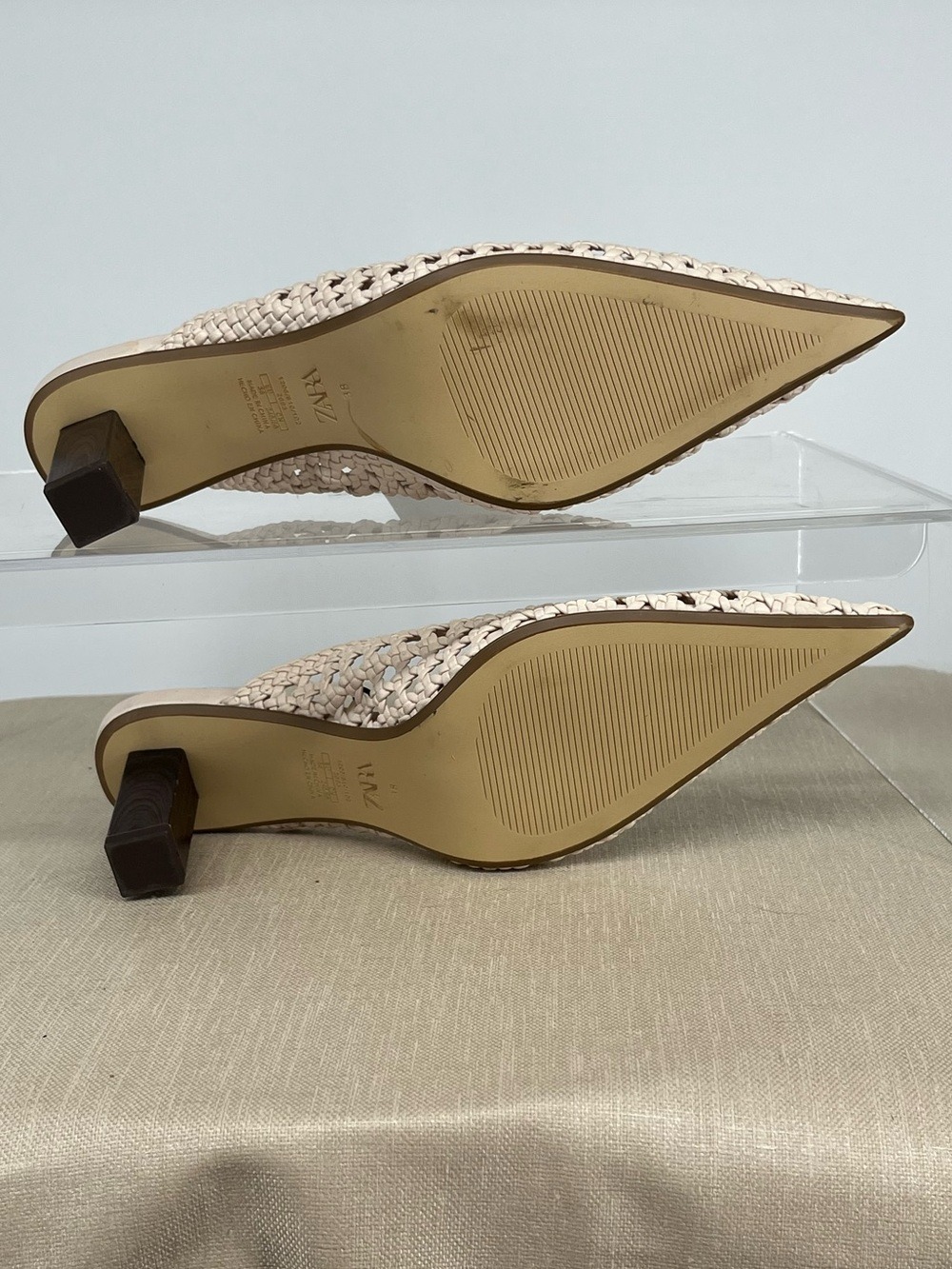 Zara Woven Pointed-Toe Slip-On Mules in Beige - Picture 8 of 8